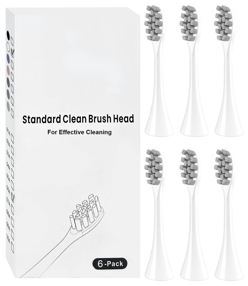 6 Pack Gum Care Replacement Brush Heads Compatible with Suri Electric Toothbrush, White